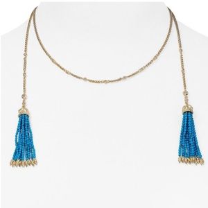 Kendra Scott Monique Turquoise & Gold Tassel Lariat Style Necklace